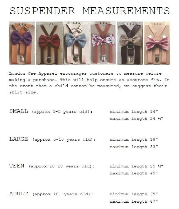 Skinny Caramel Suspenders with Honey Brown Bow Tie