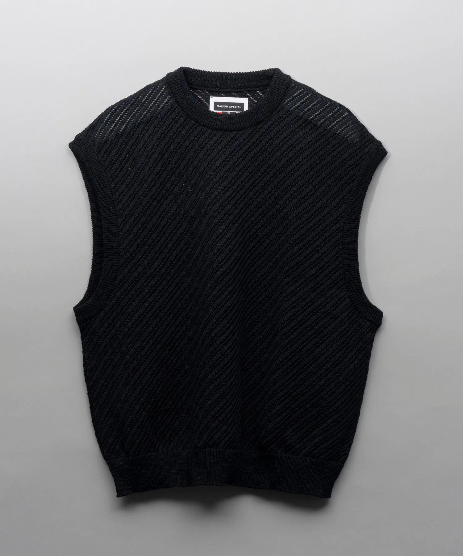 Slub Yarn Bias Mesh Prime-Over Sleeveless Knit