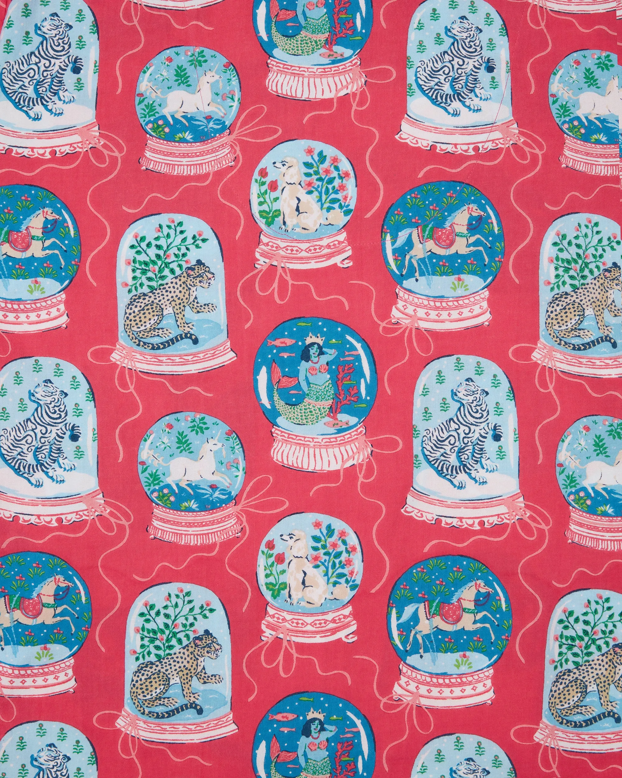 Snow Globe Magic - Lightweight Flannel Sleep Shirt - Red Ribbon