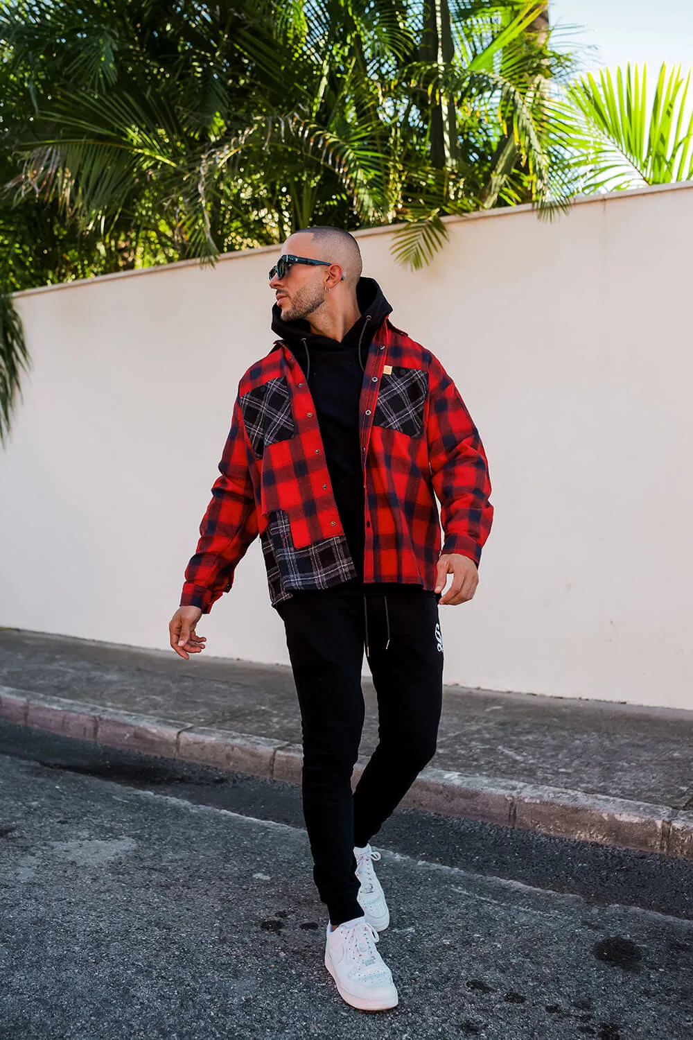Split Check Flannel Shirt - Red/Black