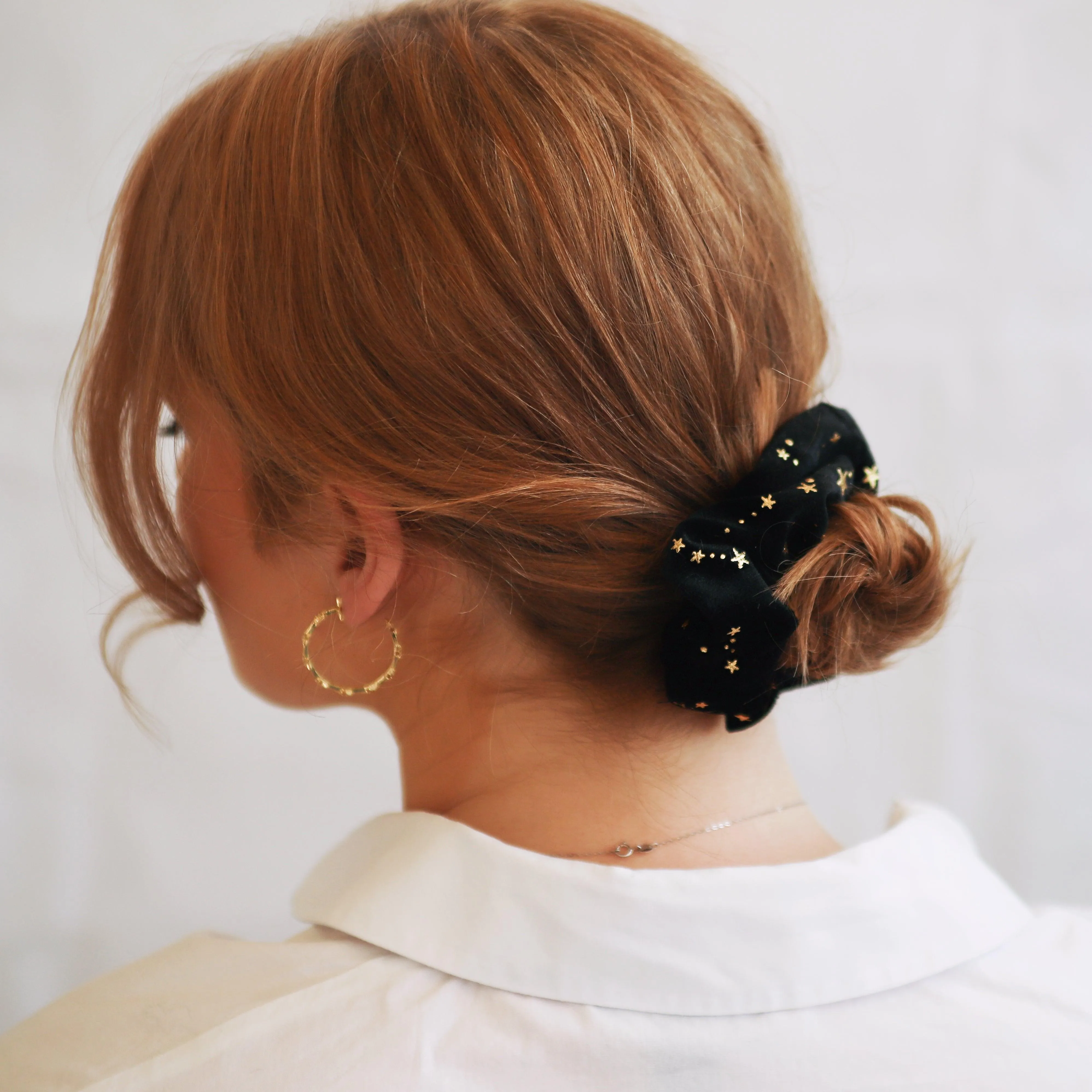 Stella Velvet Star Hair Scrunchie - Black