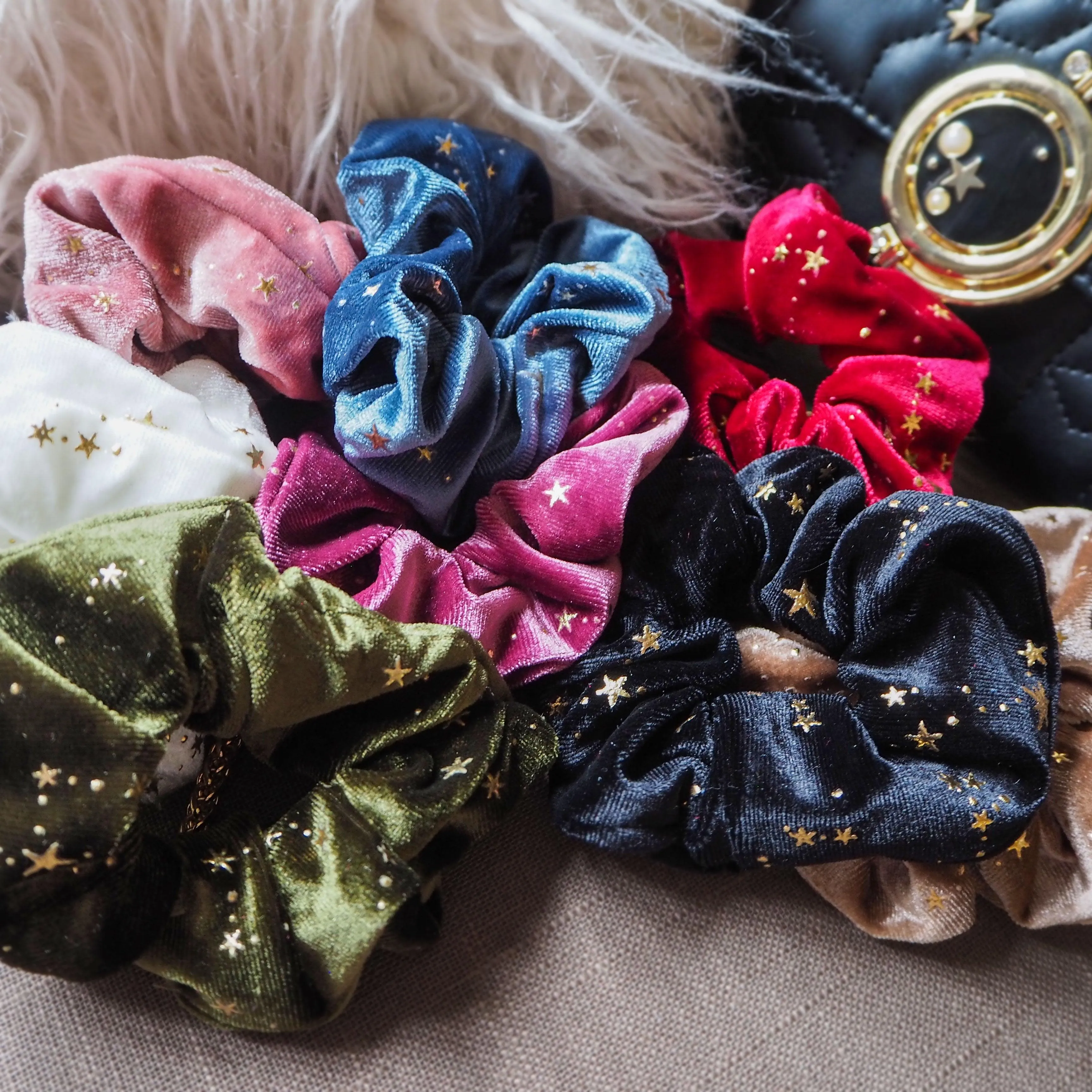 Stella Velvet Star Hair Scrunchie - Black