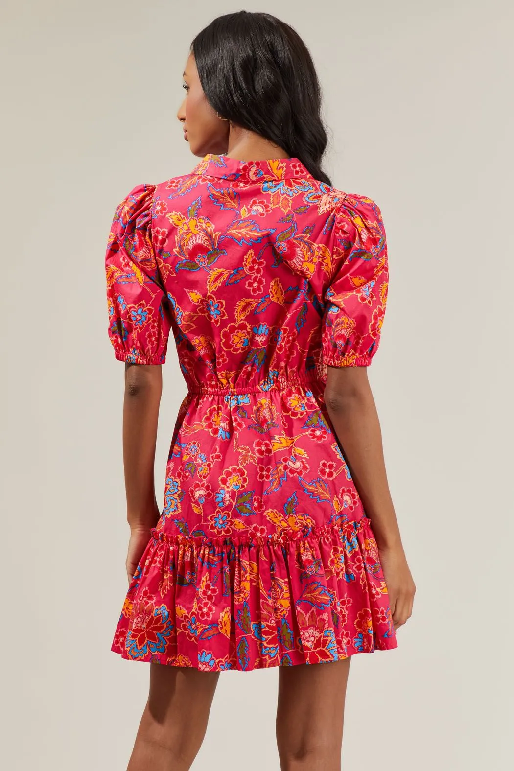 Sugarlips Lorie Floral Button Down Mini Dress