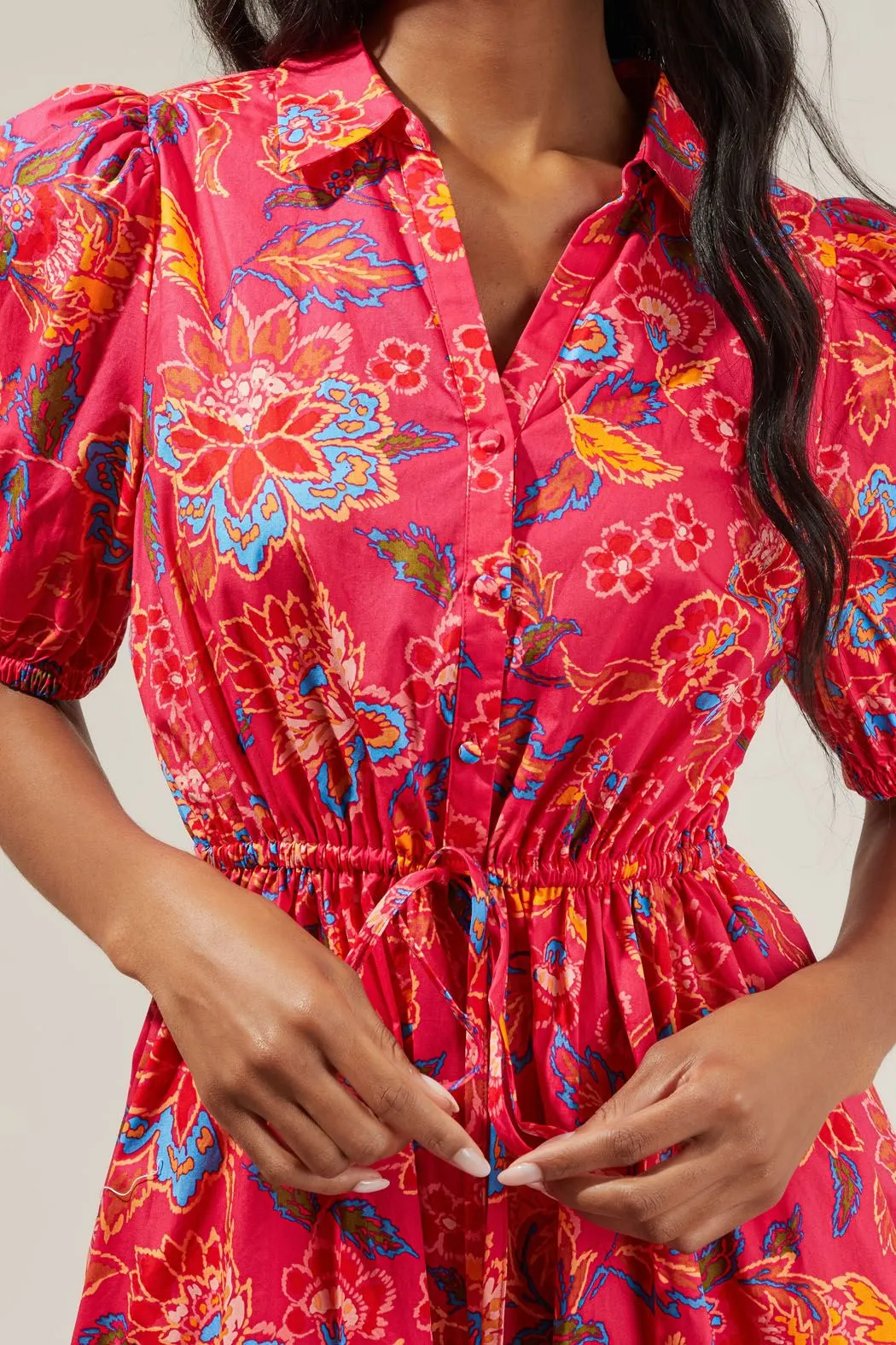 Sugarlips Lorie Floral Button Down Mini Dress