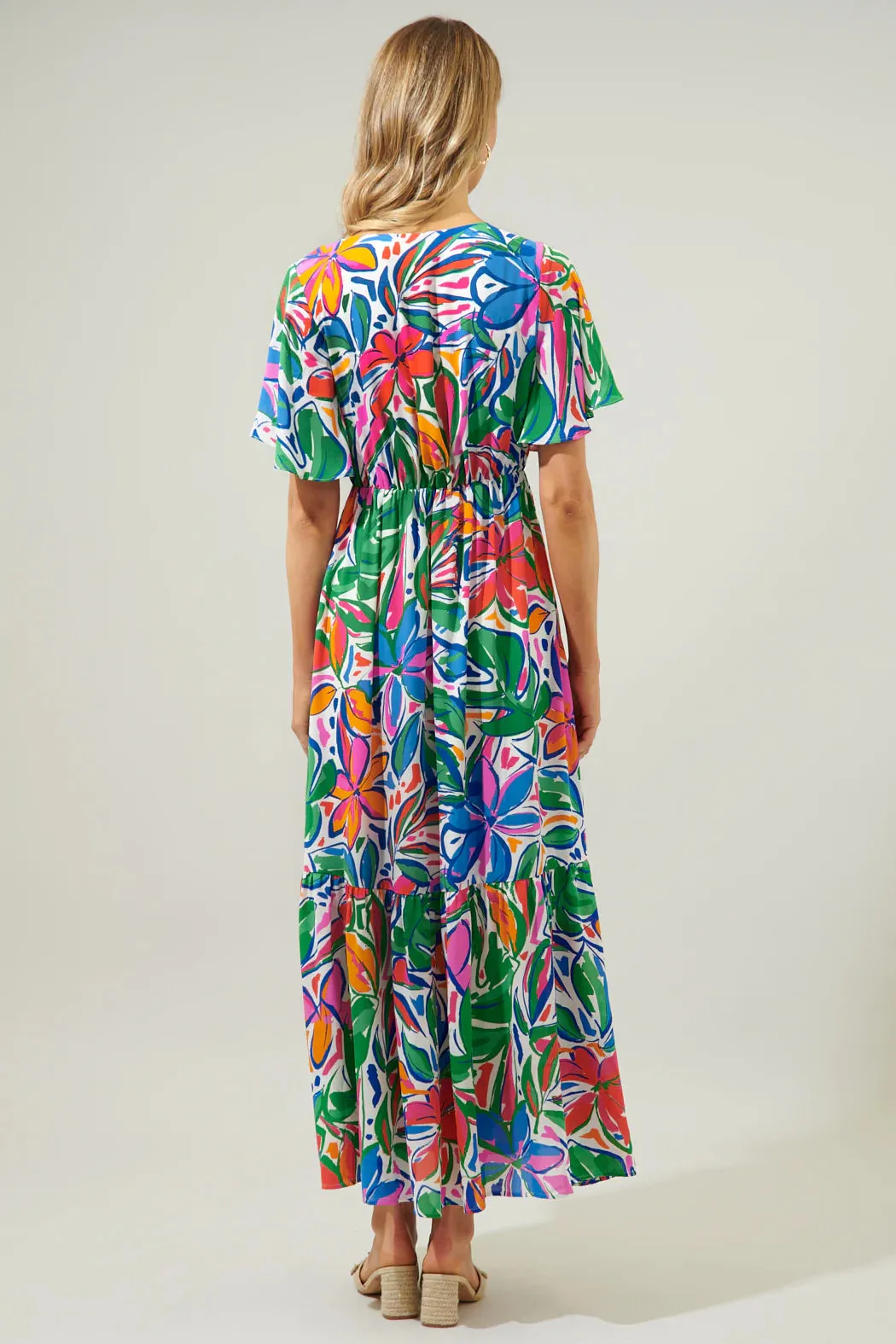 Sugarlips Paradise Falls Pismo Button Down Flutter Maxi Dress