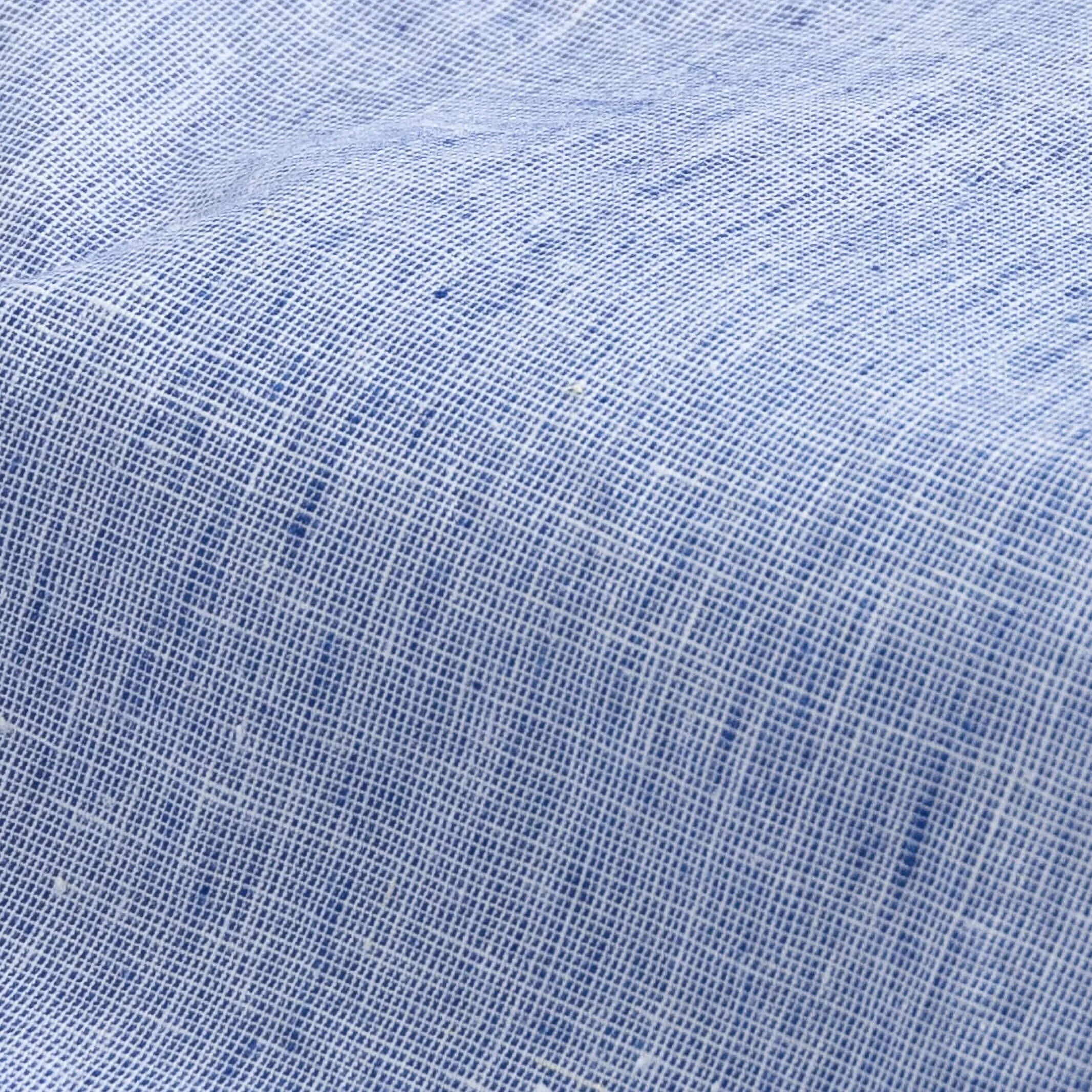 The Blue Short Sleeve Barretto Cotton Linen Custom Shirt