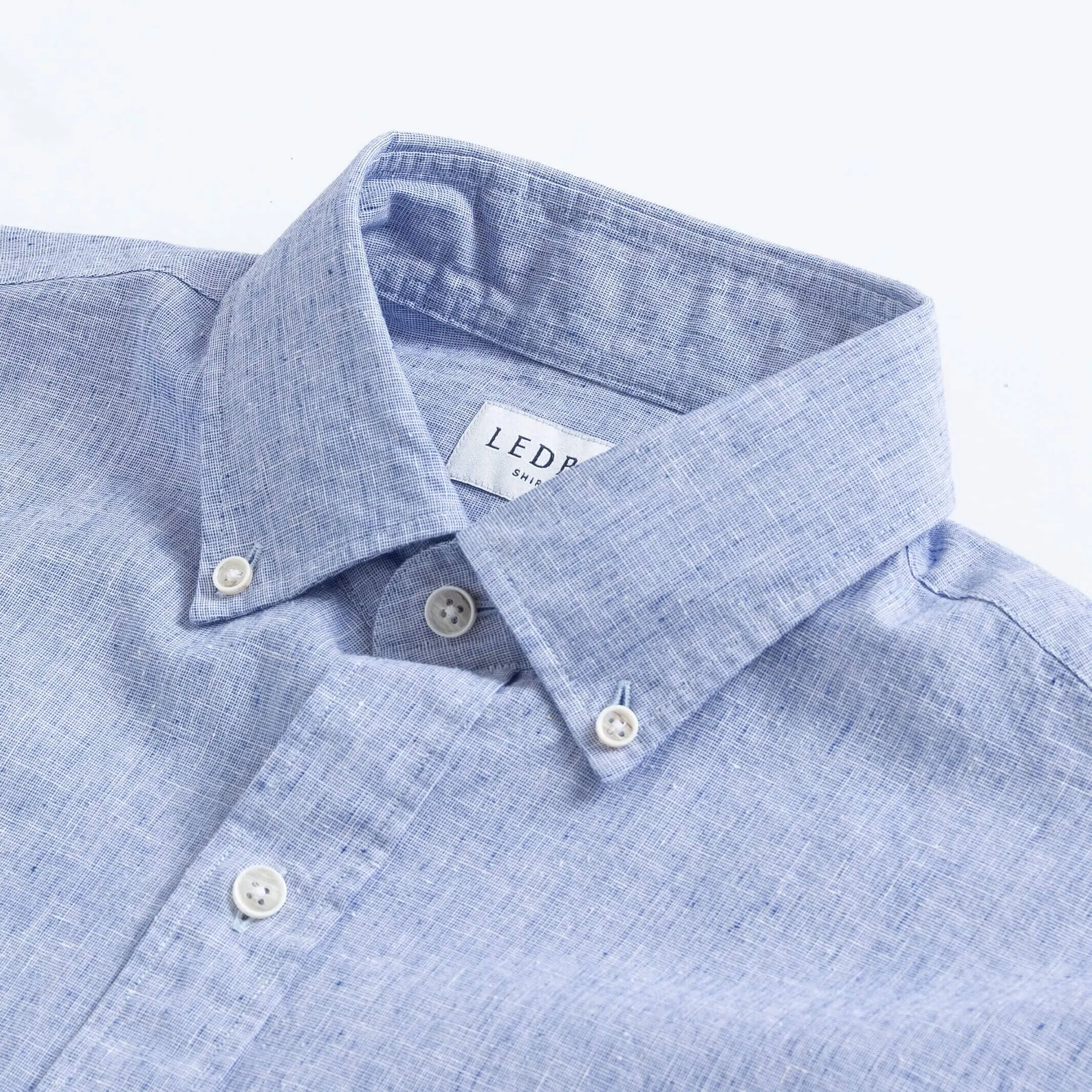 The Blue Short Sleeve Barretto Cotton Linen Custom Shirt