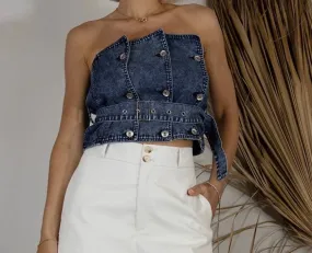 “The Ripple Effect” Denim Crop Top