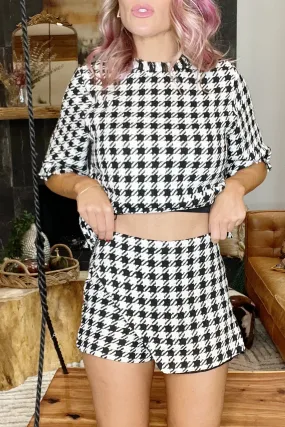 Tweed Houndstooth Skort