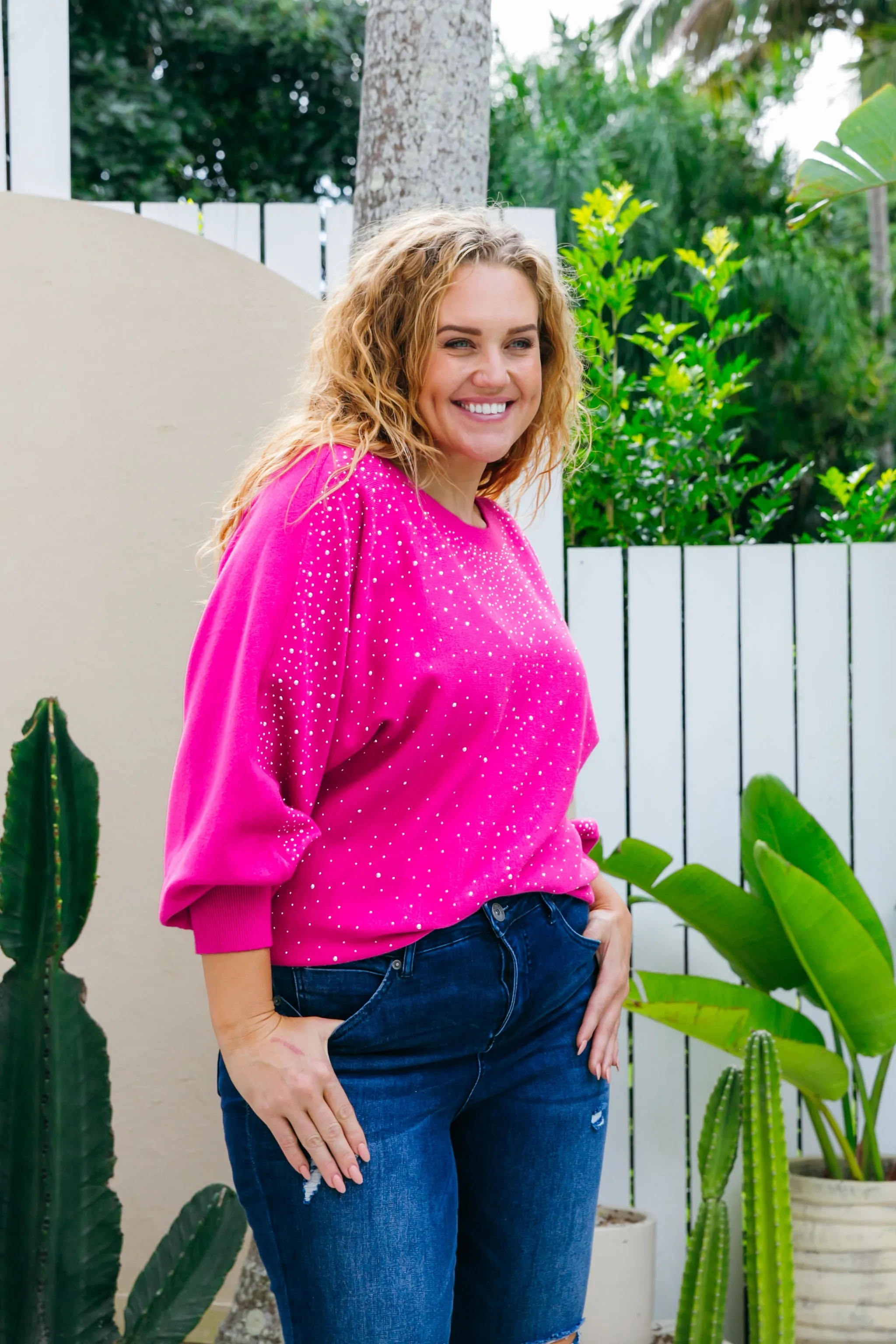 Twinkle Embellished Knit In Pink