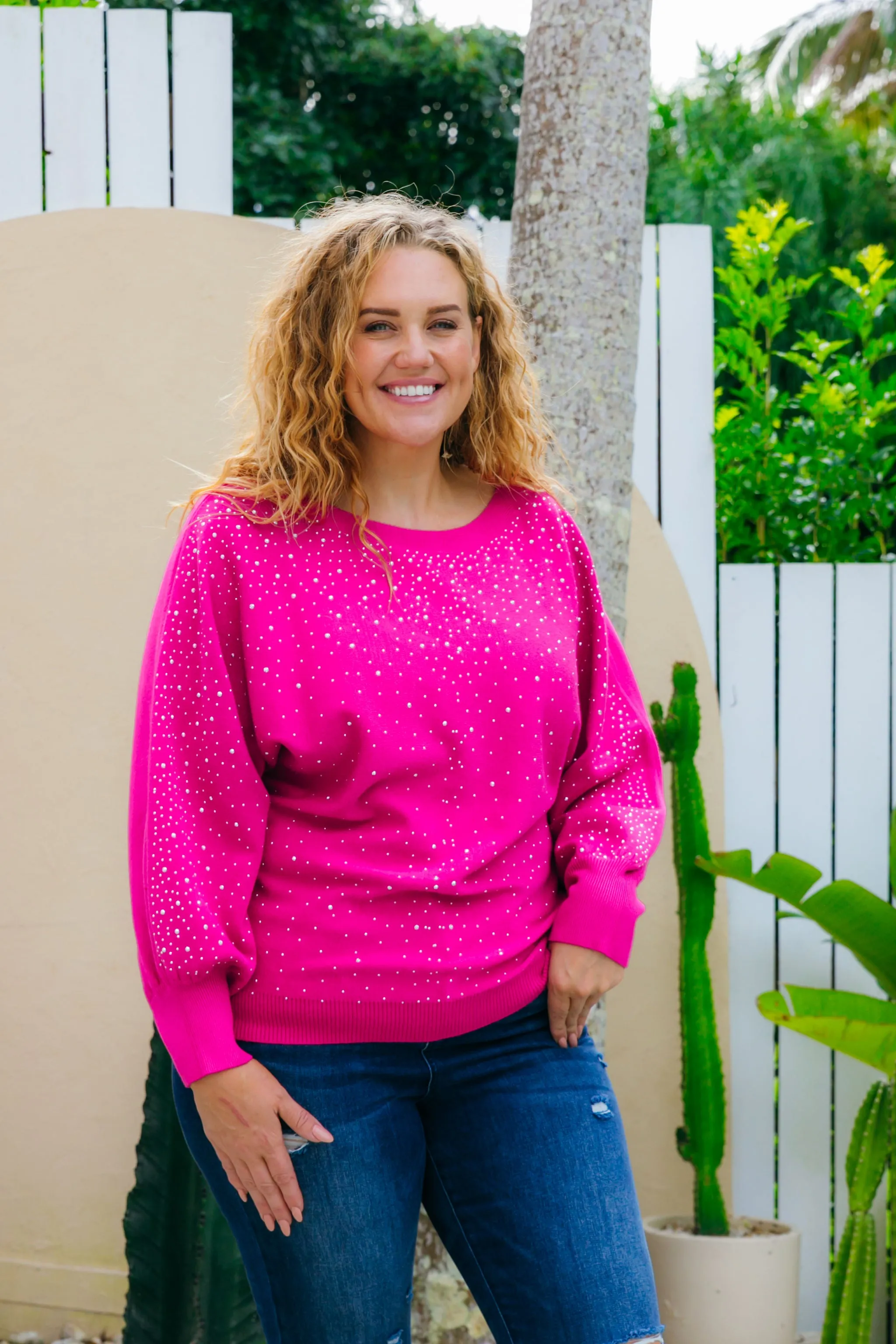 Twinkle Embellished Knit In Pink