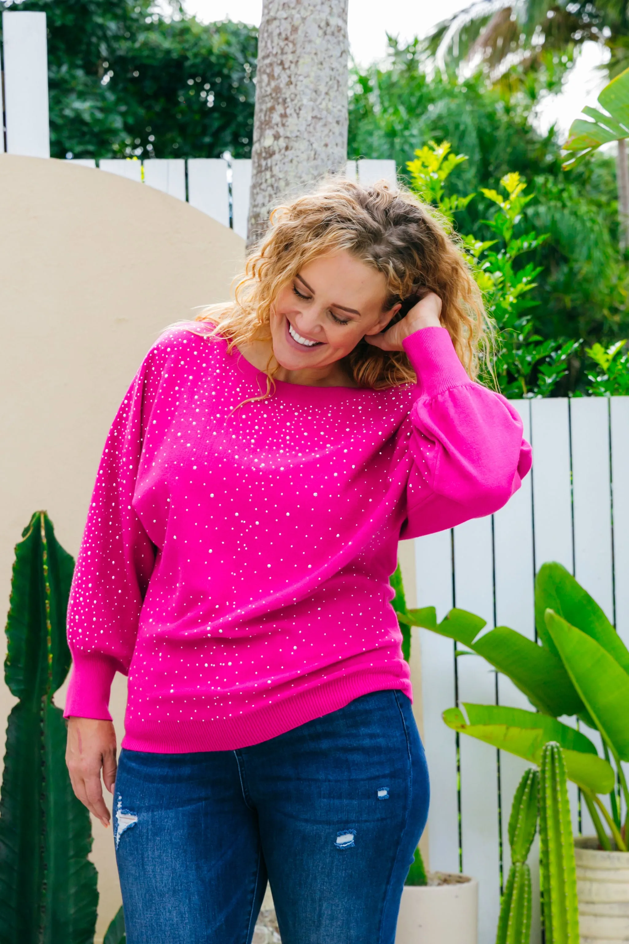 Twinkle Embellished Knit In Pink