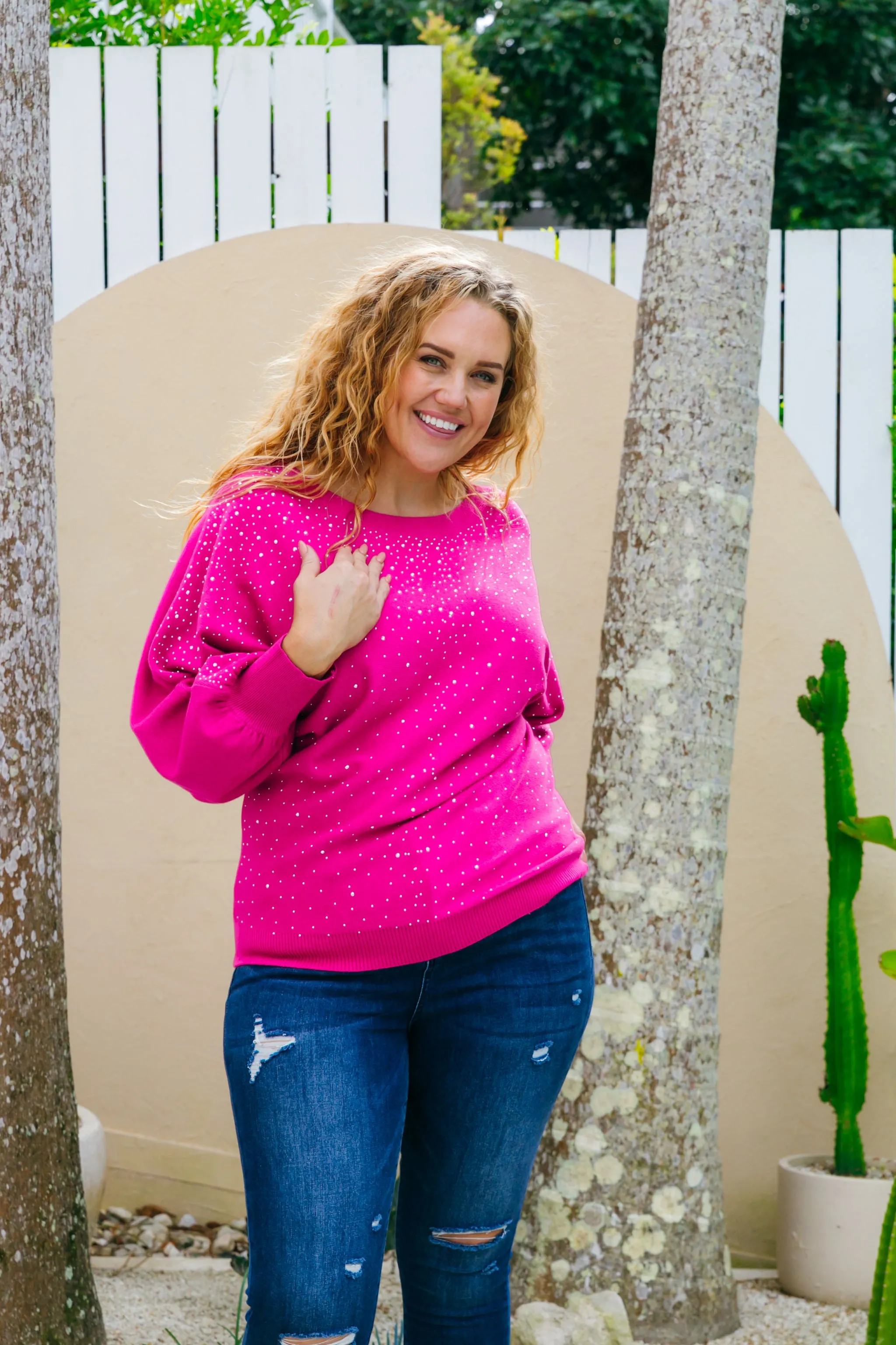 Twinkle Embellished Knit In Pink