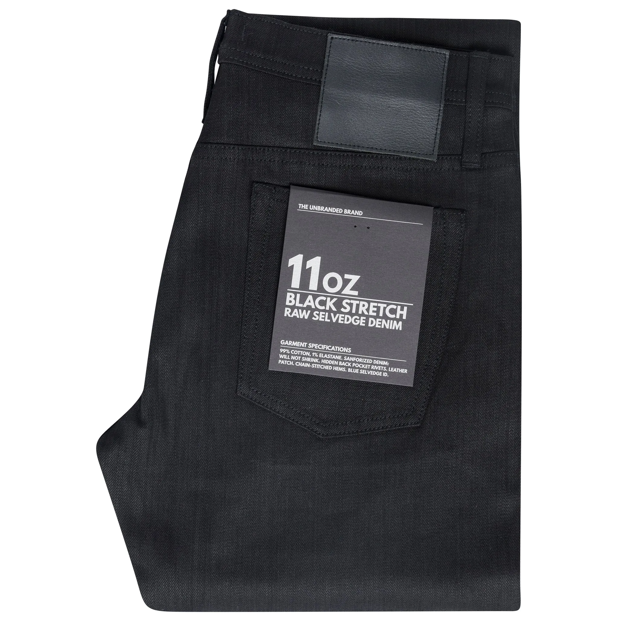 UB244 Tapered Fit - 11oz Solid Black Stretch Selvedge Denim