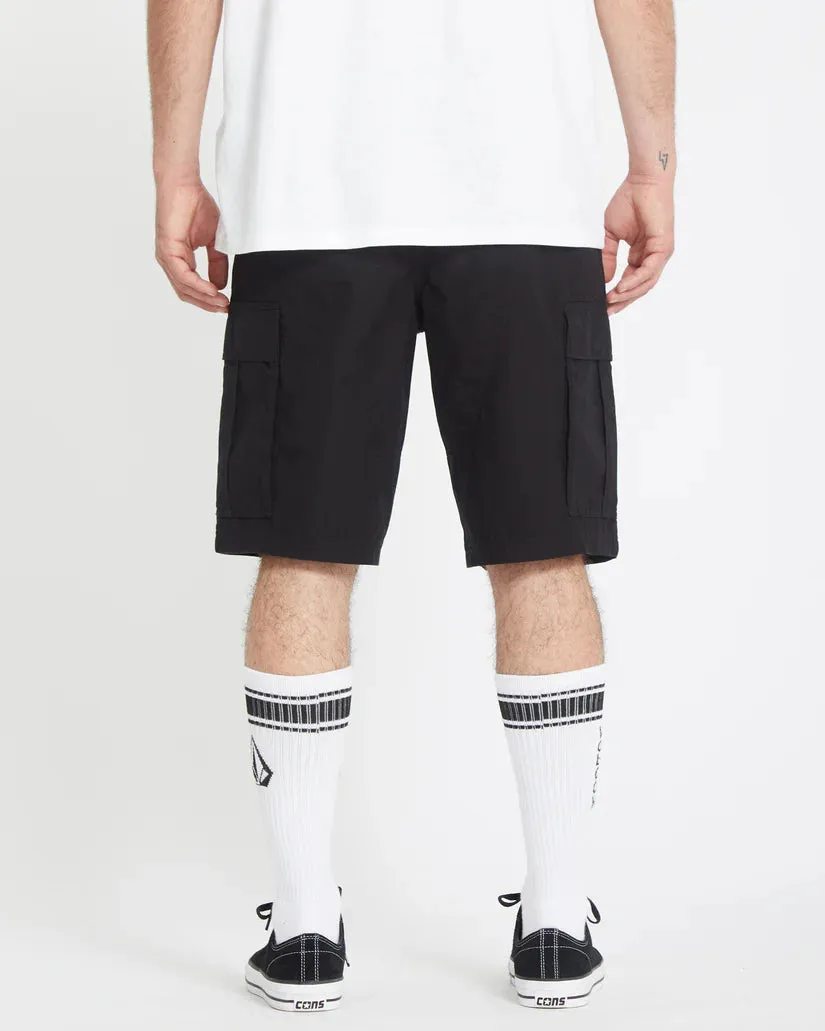 Volcom Men's Strange Tripper Cargo 22" Loose Fit Shorts Black A0912502_BLK