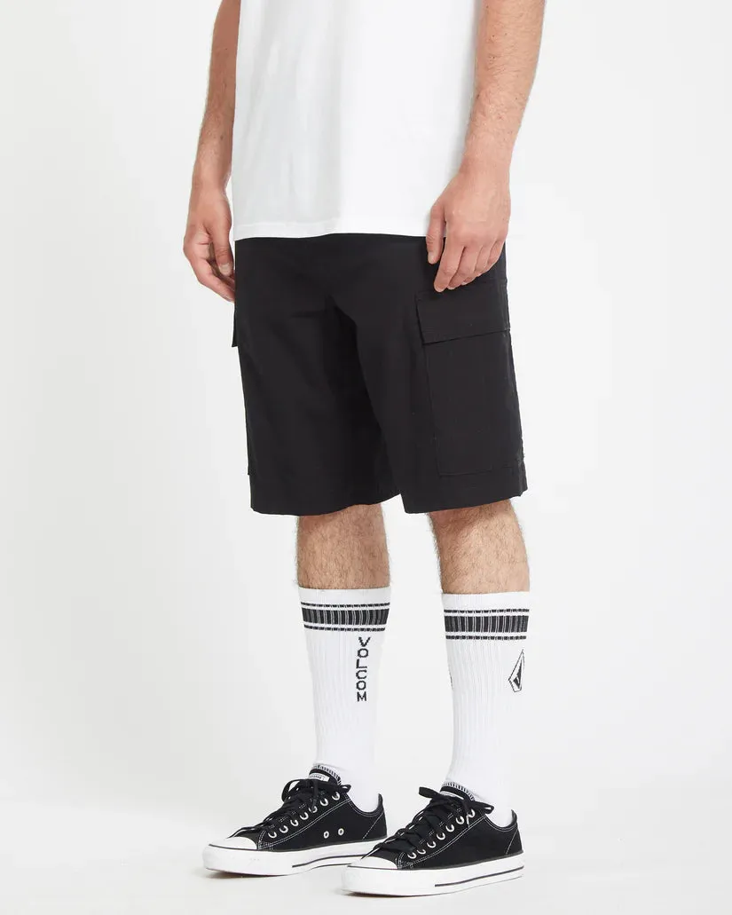 Volcom Men's Strange Tripper Cargo 22" Loose Fit Shorts Black A0912502_BLK