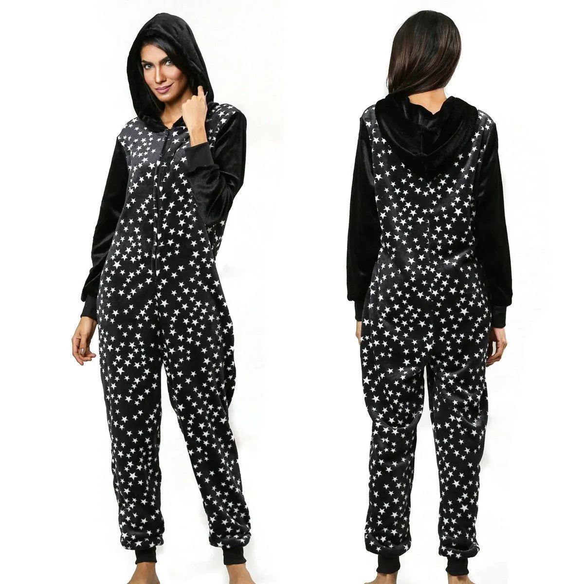 Women Star Print Hoodie Womens jumpsuits onesies Onesies Pajamas Sleepwear