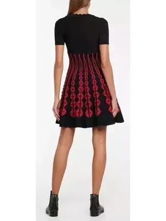 Women’s Color Contrast Knit Mini Dress